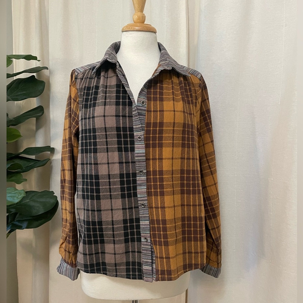 Savanna Jane Mixed Print Patchwork Buttondown - image 4